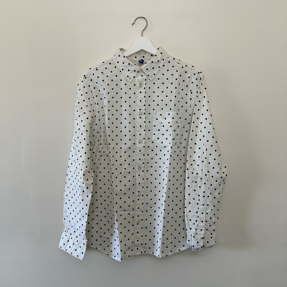 White polkadot H&M button shirt